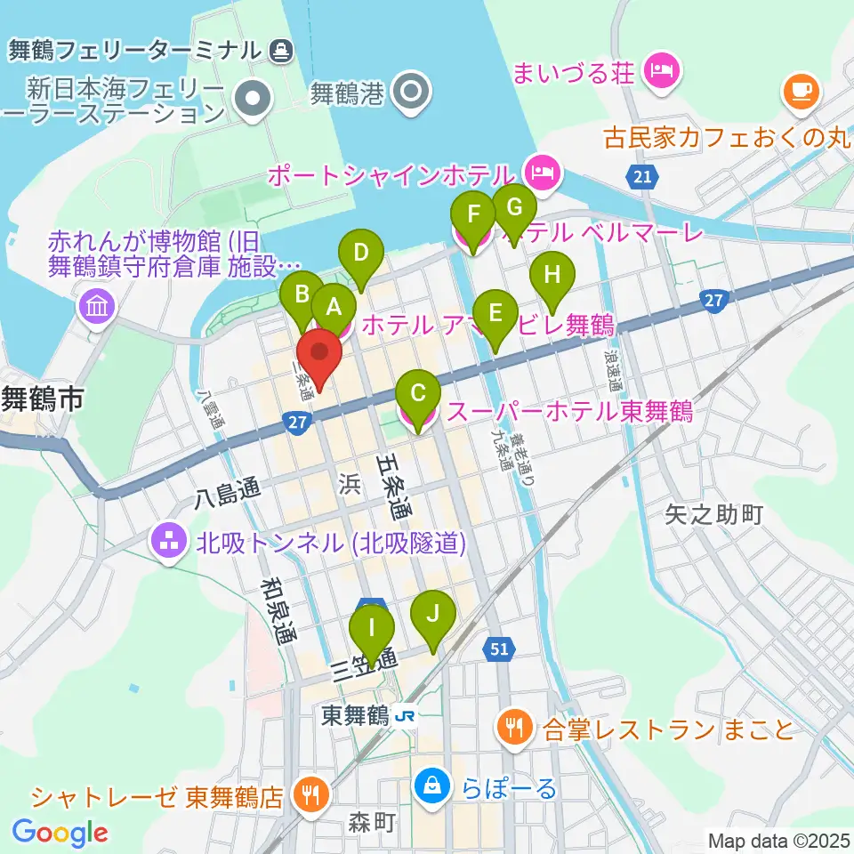 舞鶴八千代館周辺のホテル一覧地図