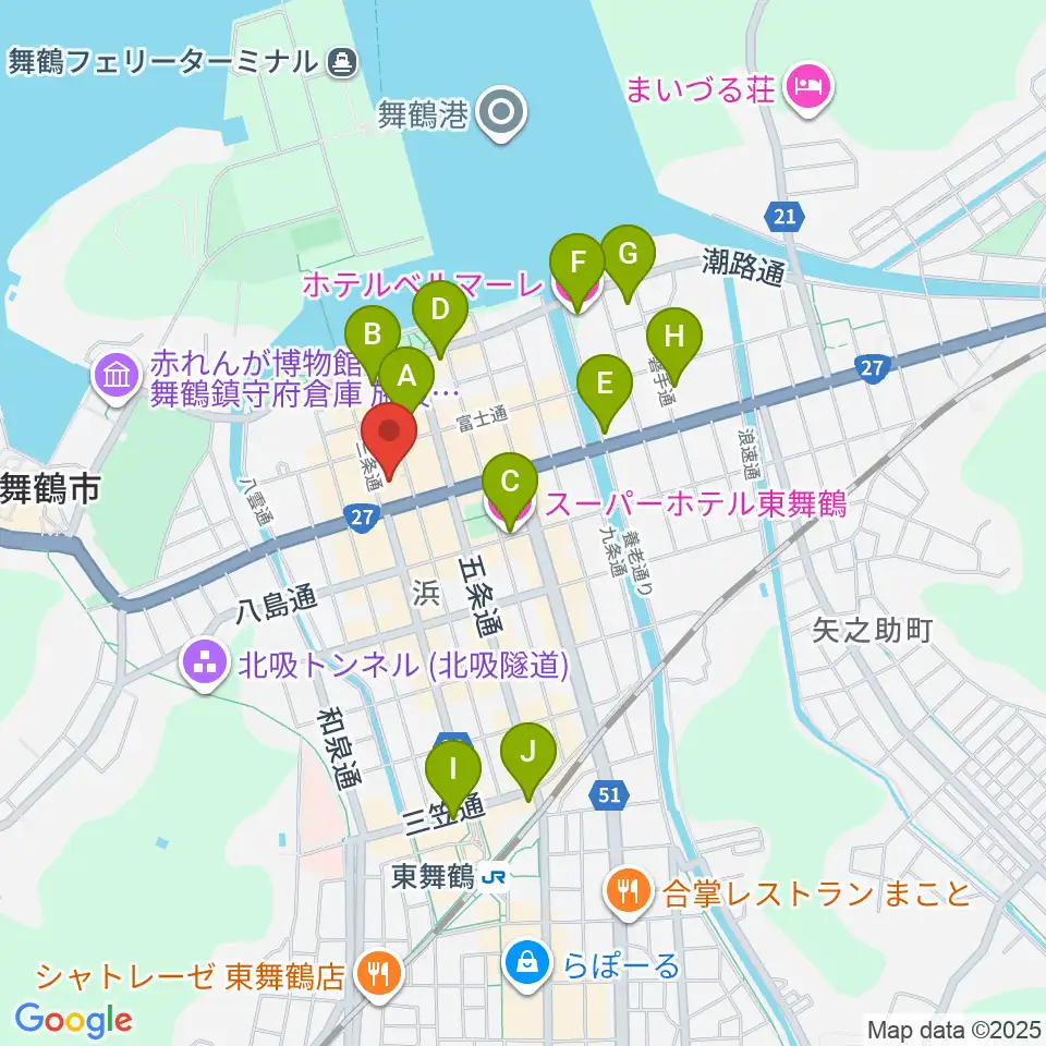 舞鶴八千代館周辺のホテル一覧地図