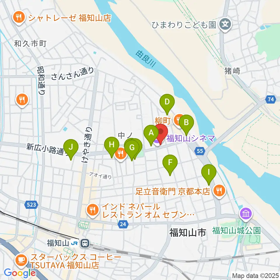 福知山まちのば周辺のホテル一覧地図