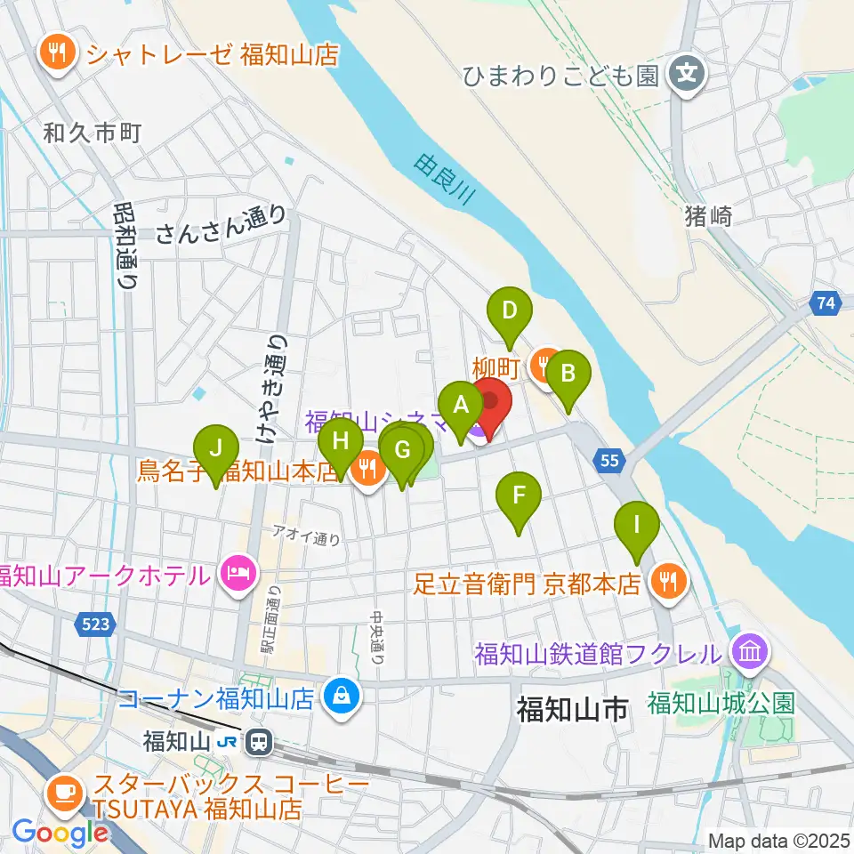 福知山まちのば周辺のホテル一覧地図