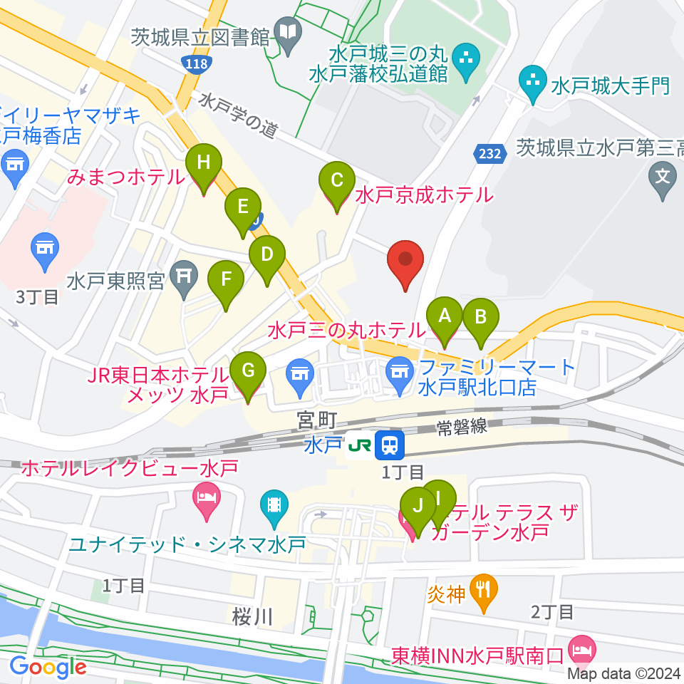駿優教育会館大ホール周辺のホテル一覧地図
