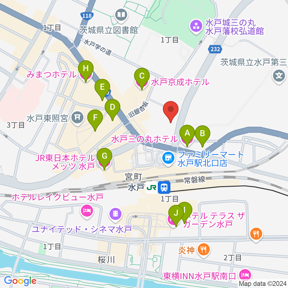 駿優教育会館大ホール周辺のホテル一覧地図