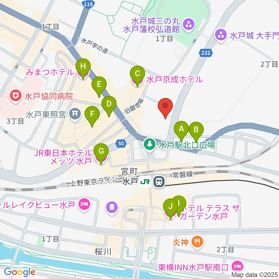 駿優教育会館大ホール周辺のホテル一覧地図