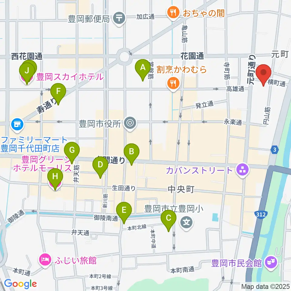 豊岡劇場周辺のホテル一覧地図