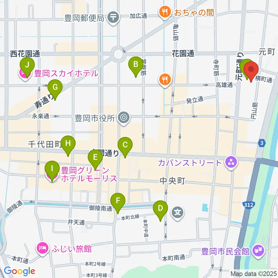 豊岡劇場周辺のホテル一覧地図