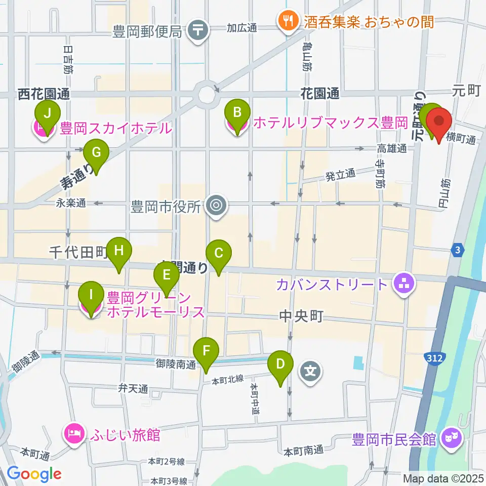 豊岡劇場周辺のホテル一覧地図