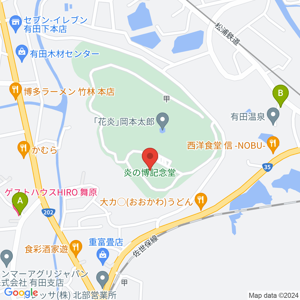 炎の博記念堂周辺のホテル一覧地図