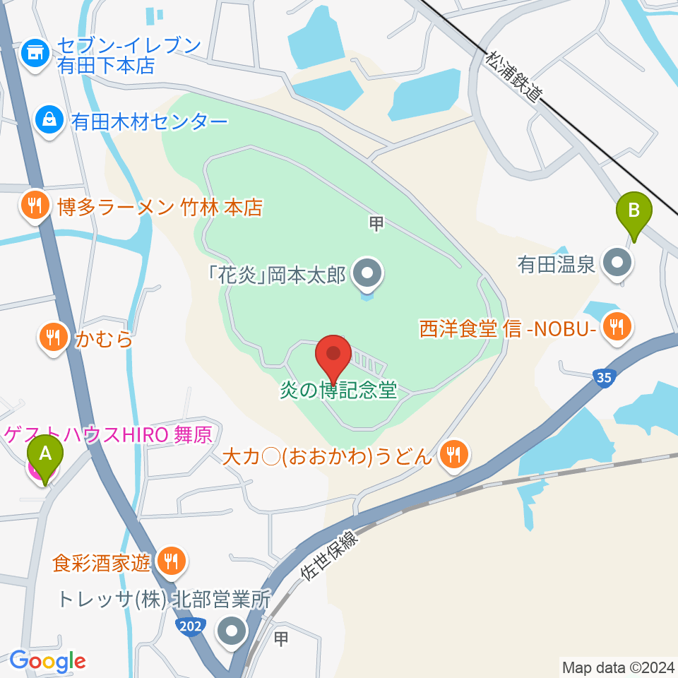 炎の博記念堂周辺のホテル一覧地図