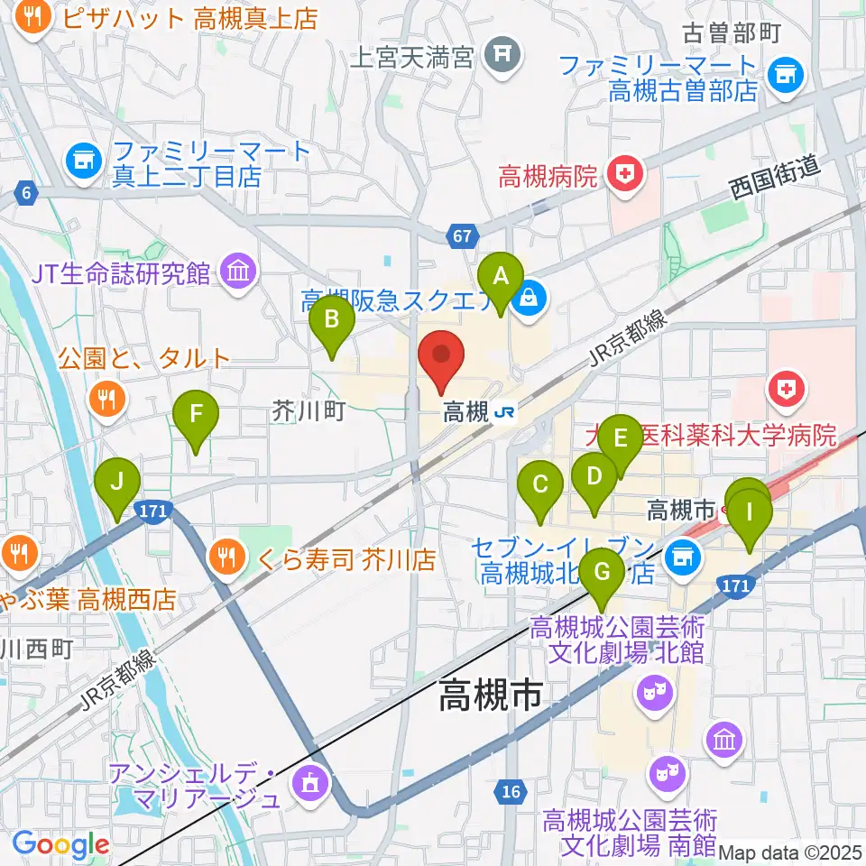 高槻アレックスシネマ周辺のホテル一覧地図