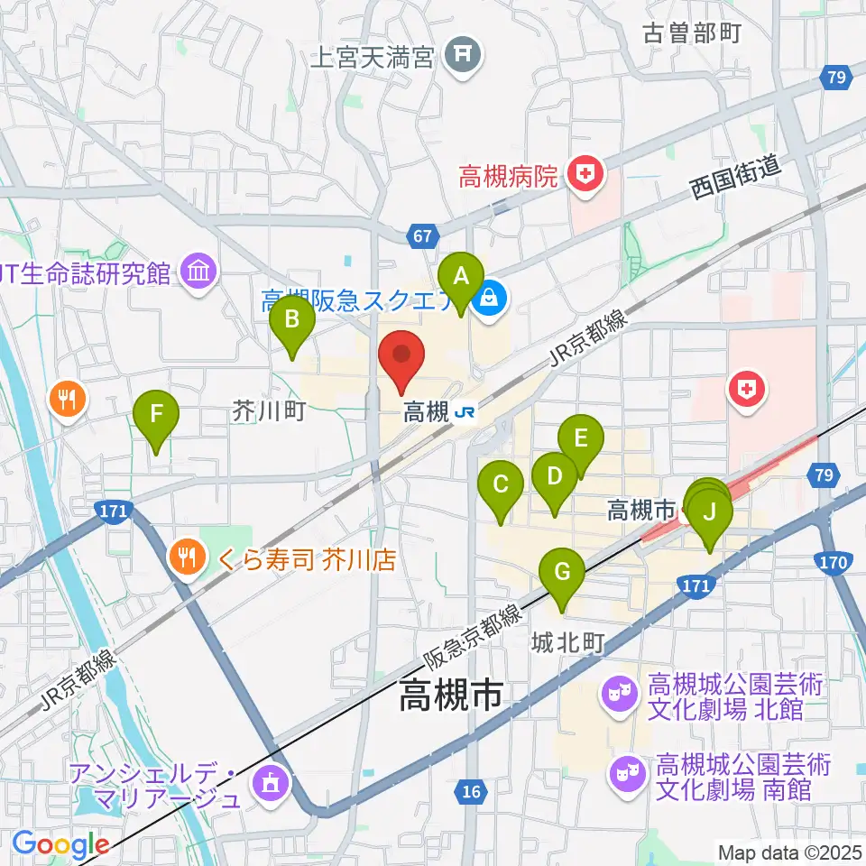 高槻アレックスシネマ周辺のホテル一覧地図