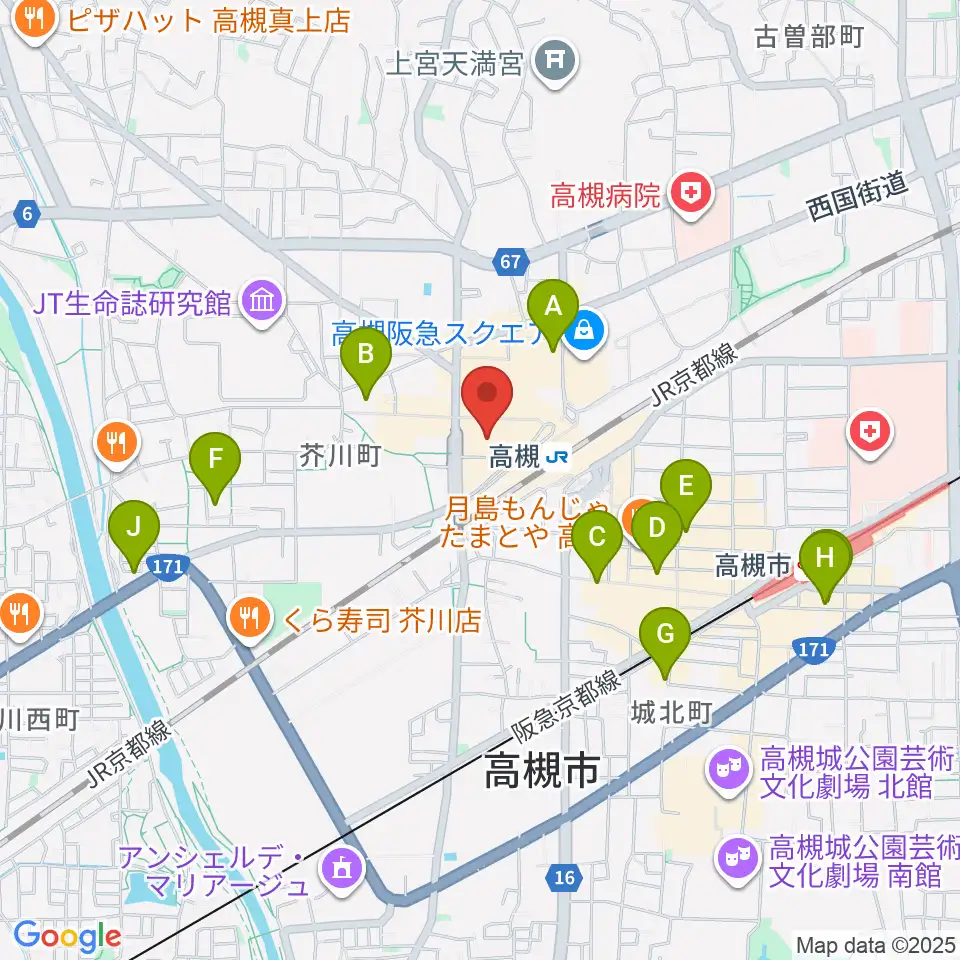 高槻アレックスシネマ周辺のホテル一覧地図