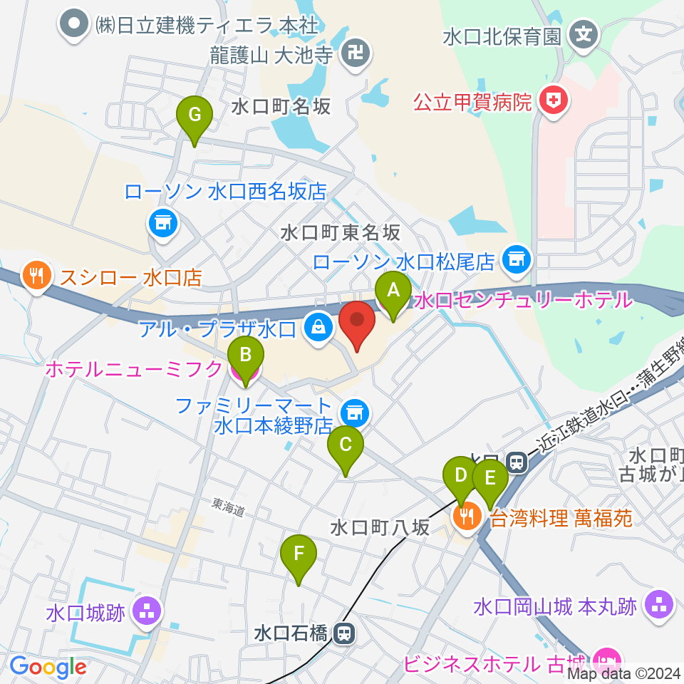 水口アレックスシネマ周辺のホテル一覧地図