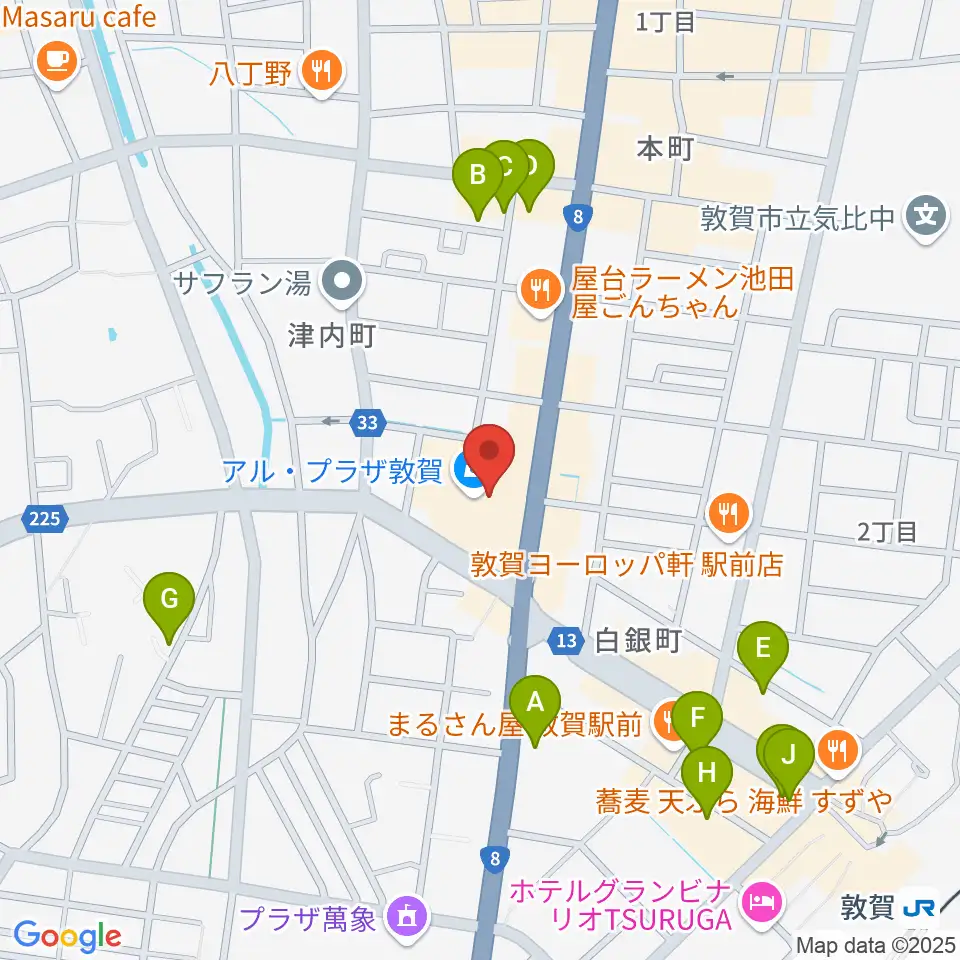 敦賀アレックスシネマ周辺のホテル一覧地図