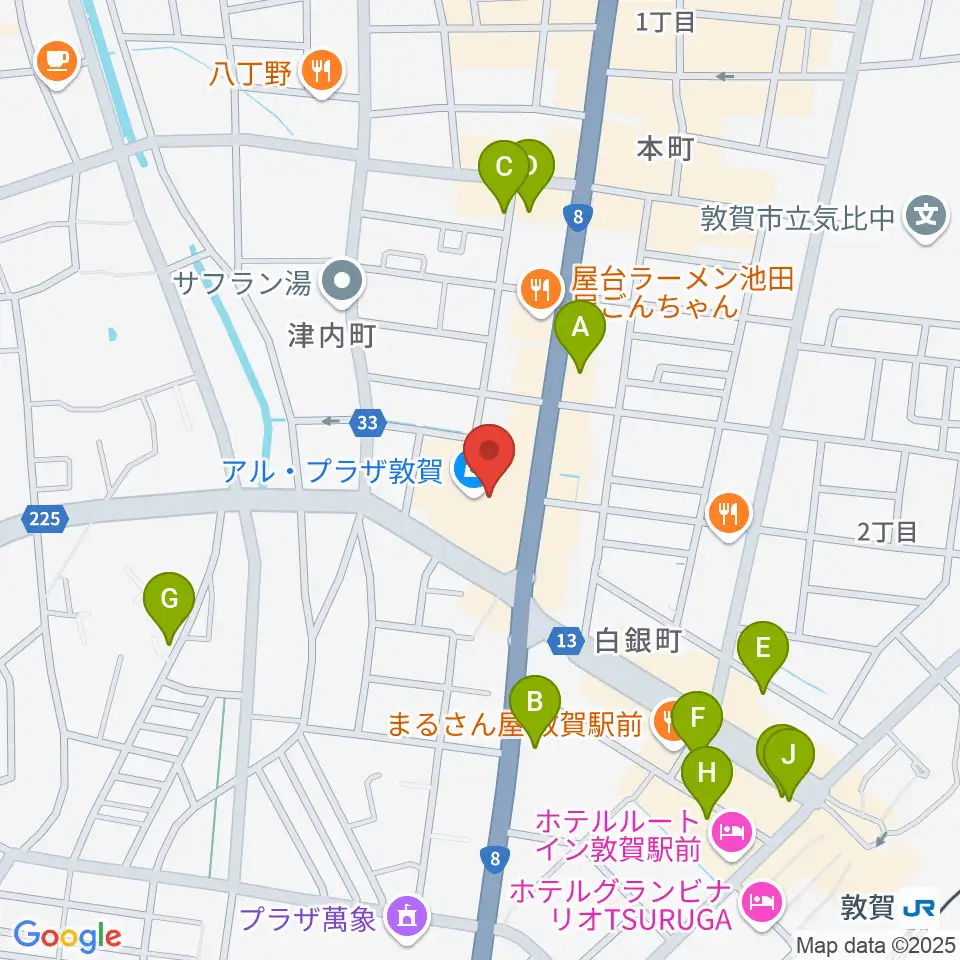 敦賀アレックスシネマ周辺のホテル一覧地図
