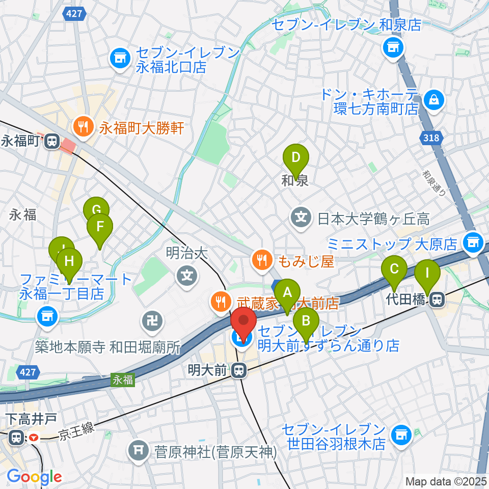 ハナムラ楽器周辺のホテル一覧地図