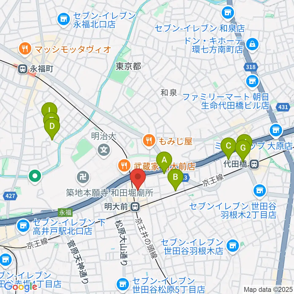 ハナムラ楽器周辺のホテル一覧地図