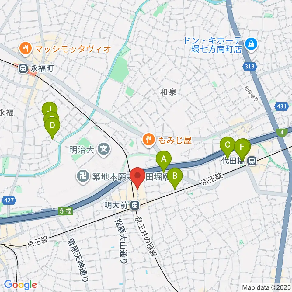 ハナムラ楽器周辺のホテル一覧地図