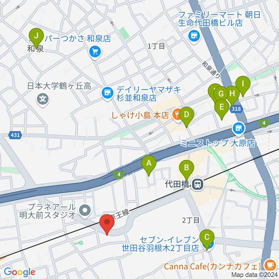 スタジオ・イヴ Stringraphy周辺のホテル一覧地図