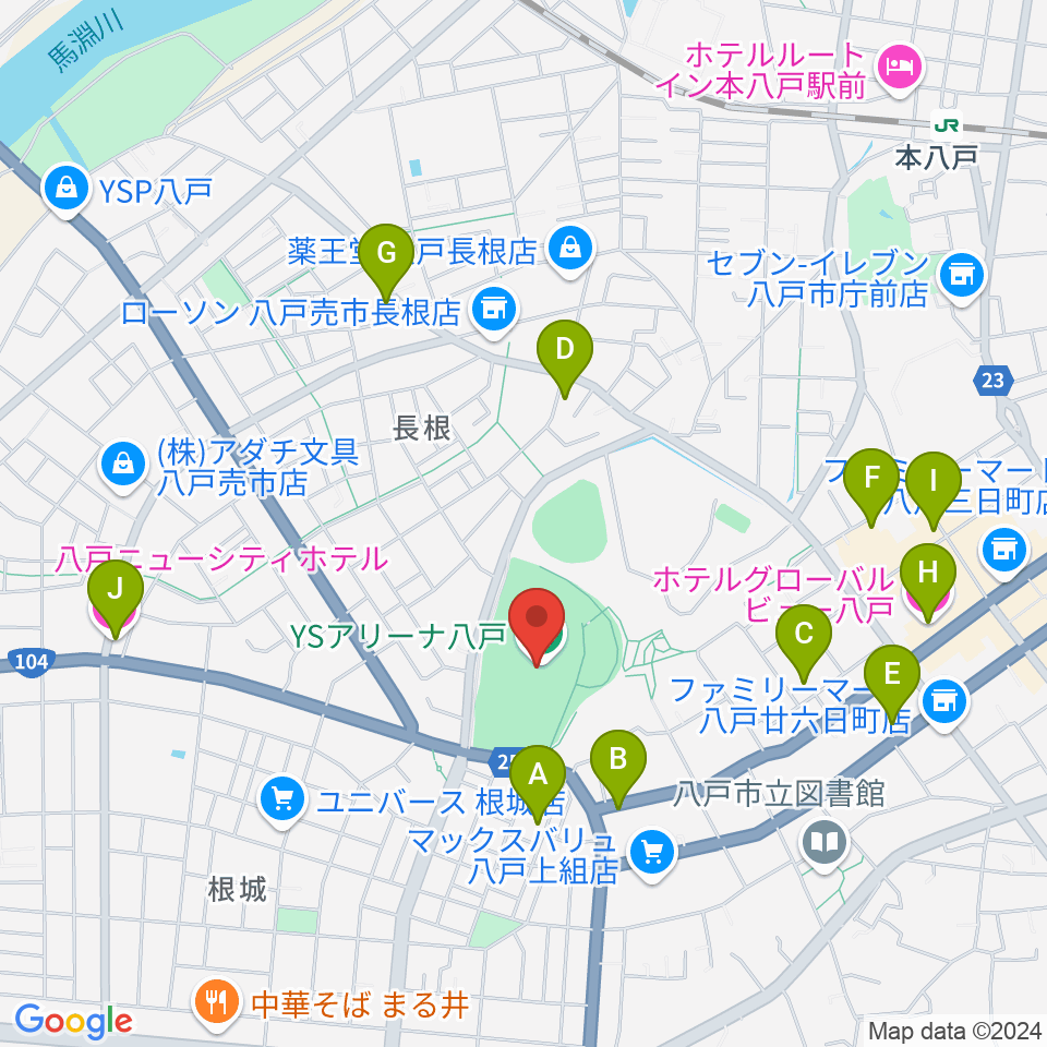 YSアリーナ八戸周辺のホテル一覧地図