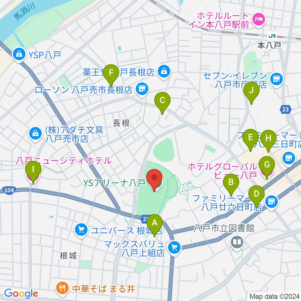 YSアリーナ八戸周辺のホテル一覧地図