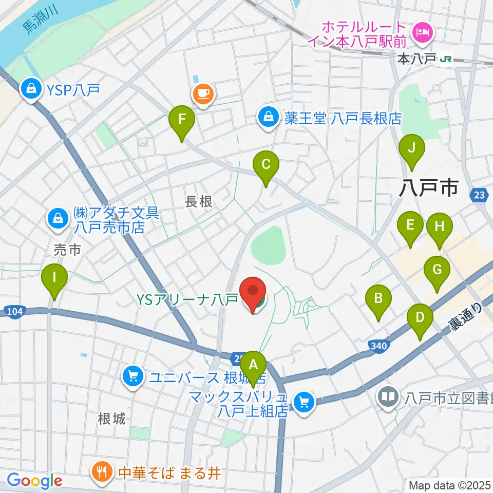 YSアリーナ八戸周辺のホテル一覧地図