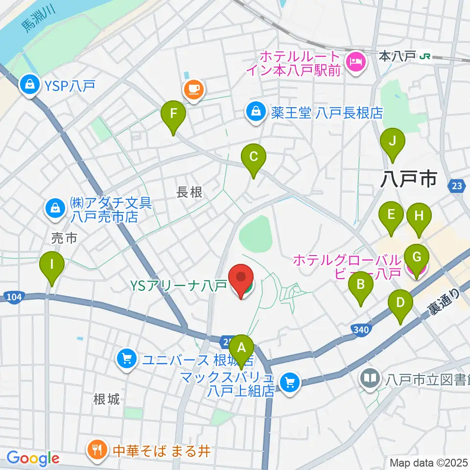 YSアリーナ八戸周辺のホテル一覧地図