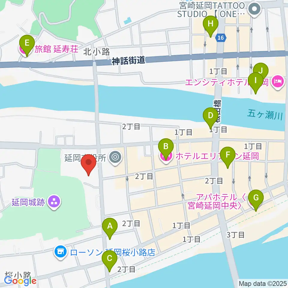 野口遵記念館周辺のホテル一覧地図