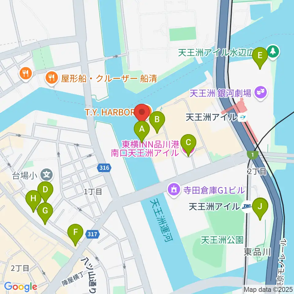 寺田倉庫B&C HALL周辺のホテル一覧地図
