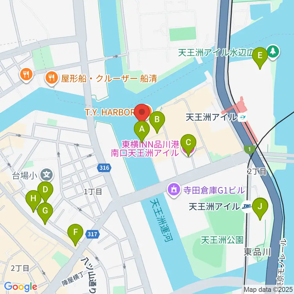 寺田倉庫B&C HALL周辺のホテル一覧地図