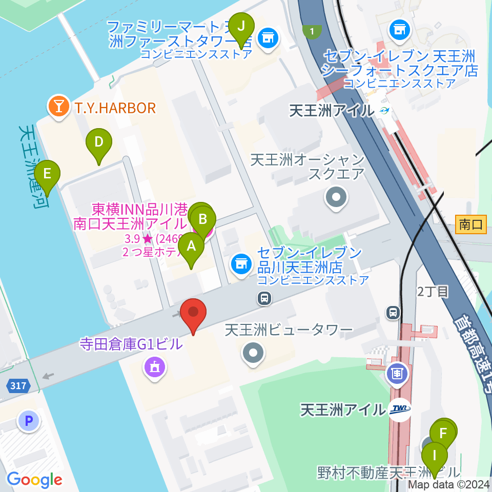 寺田倉庫G3-6F周辺のホテル一覧地図