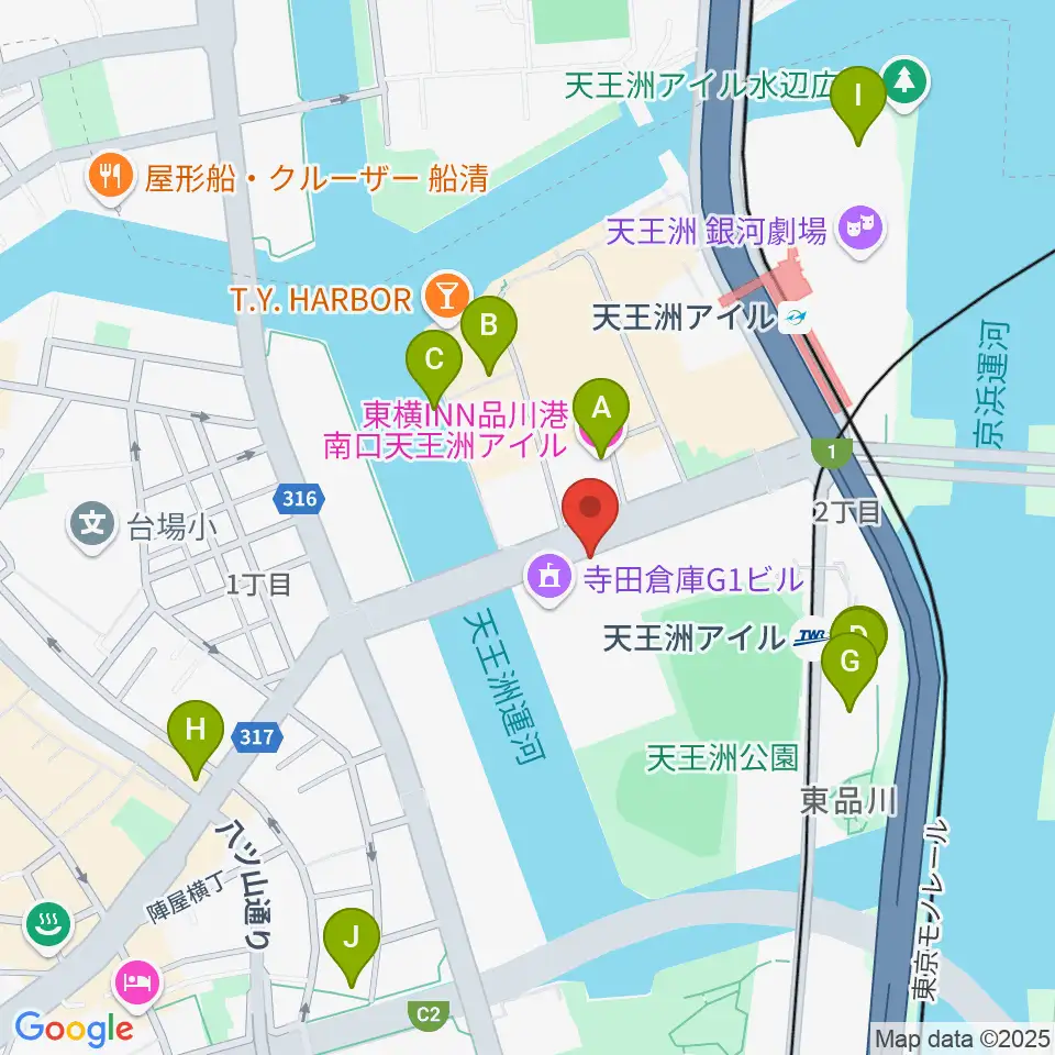 寺田倉庫G3-6F周辺のホテル一覧地図