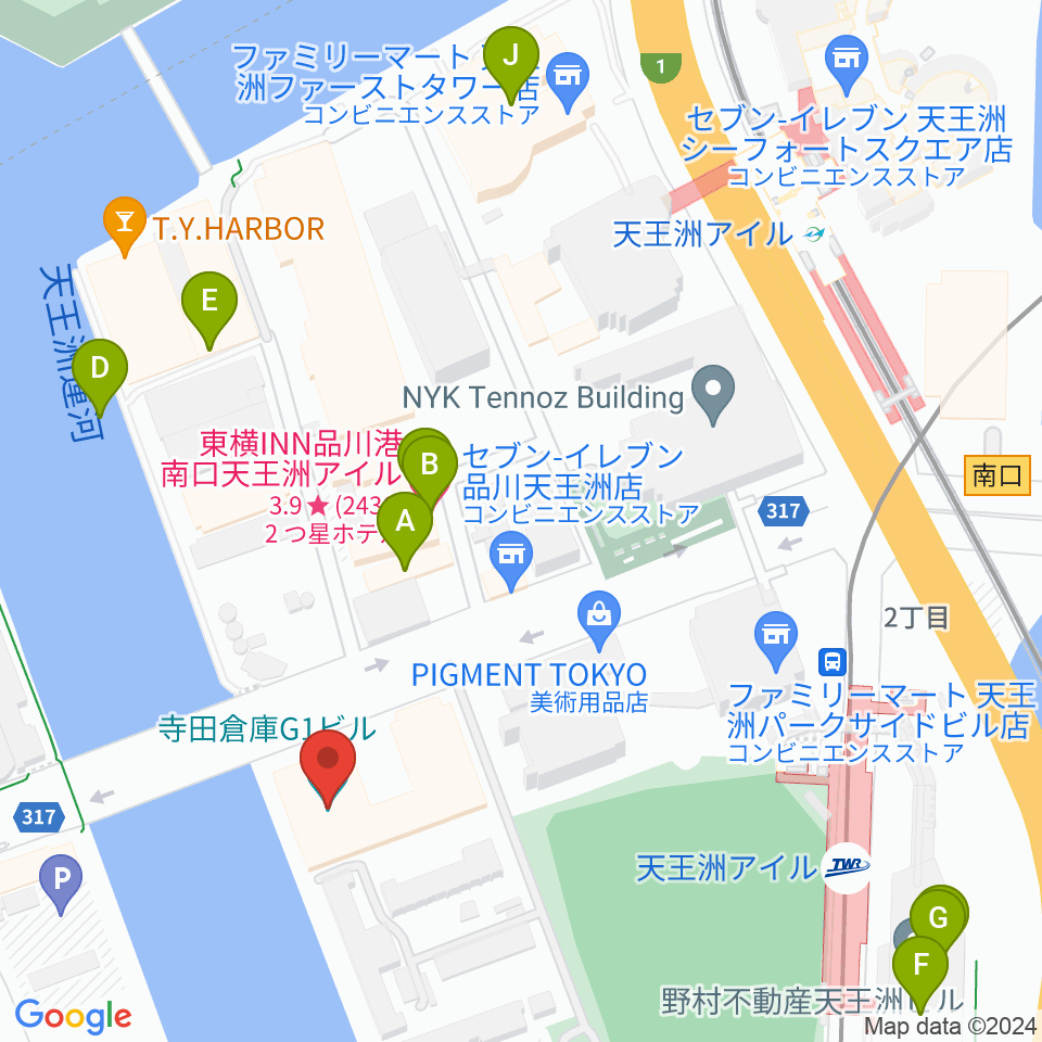 寺田倉庫G1-5F周辺のホテル一覧地図