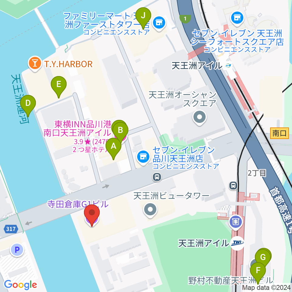 寺田倉庫G1-5F周辺のホテル一覧地図