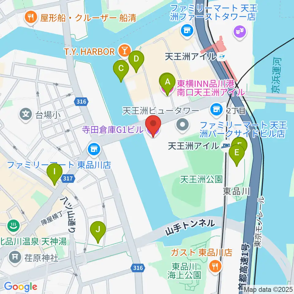 寺田倉庫G1-5F周辺のホテル一覧地図