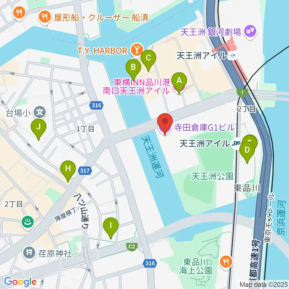 寺田倉庫G1-5F周辺のホテル一覧地図