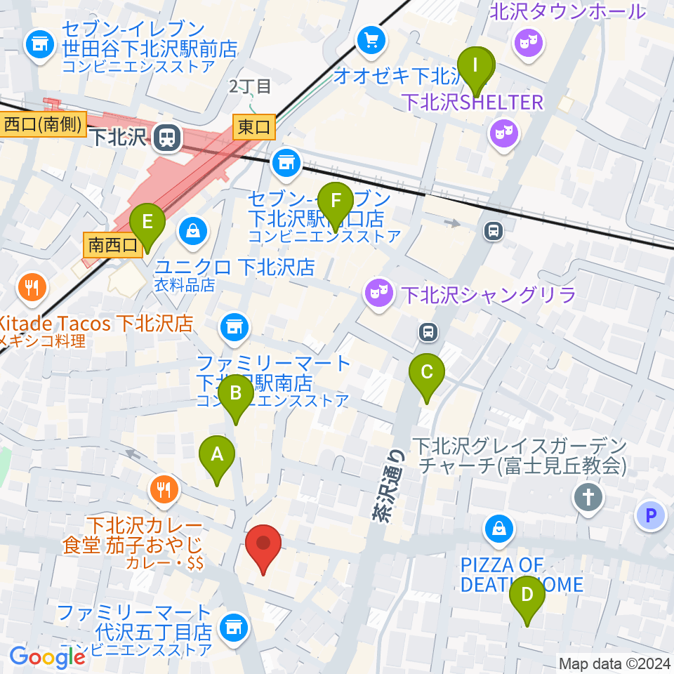 下北沢トリウッド周辺のホテル一覧地図