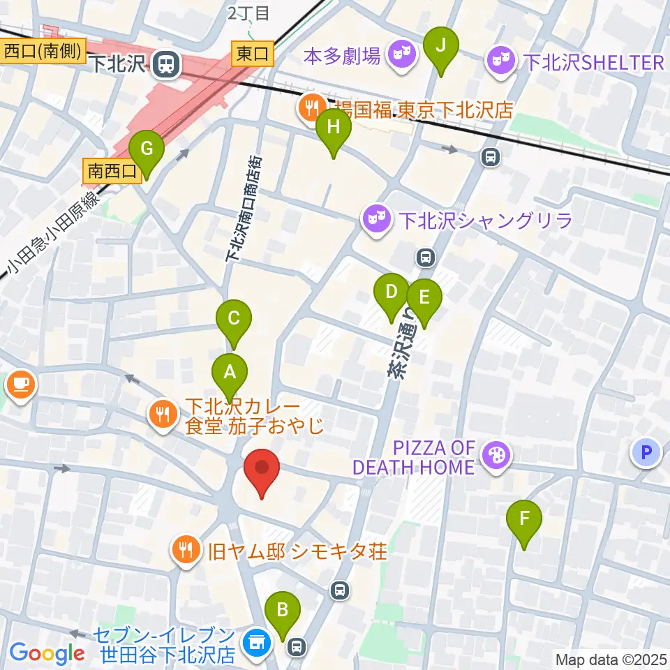 下北沢トリウッド周辺のホテル一覧地図