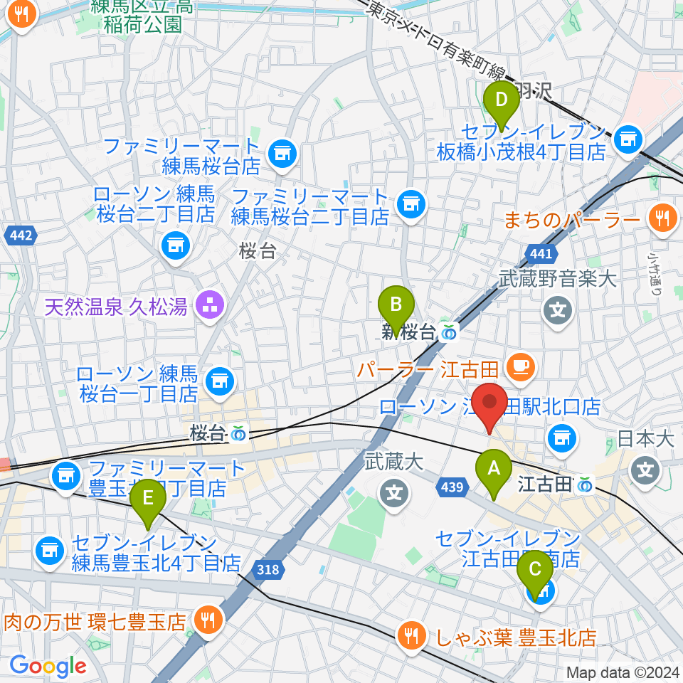 江古田管楽器修理工房周辺のホテル一覧地図