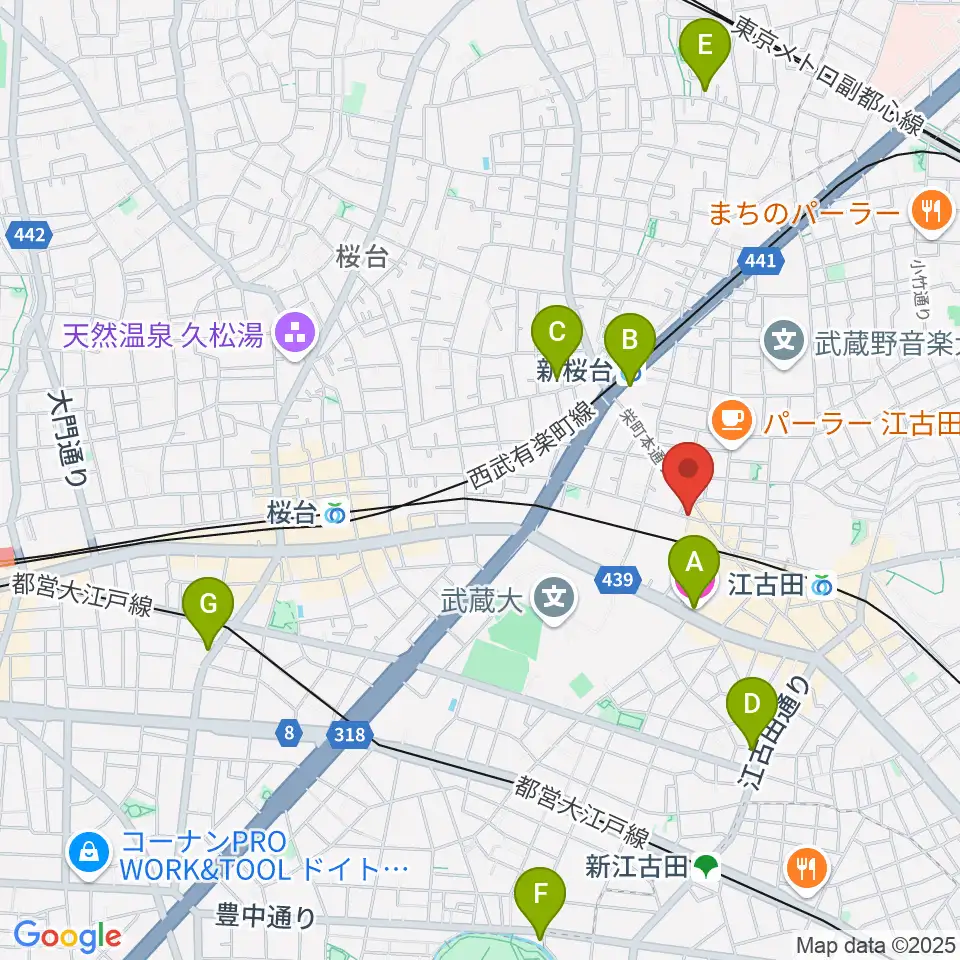 江古田管楽器修理工房周辺のホテル一覧地図