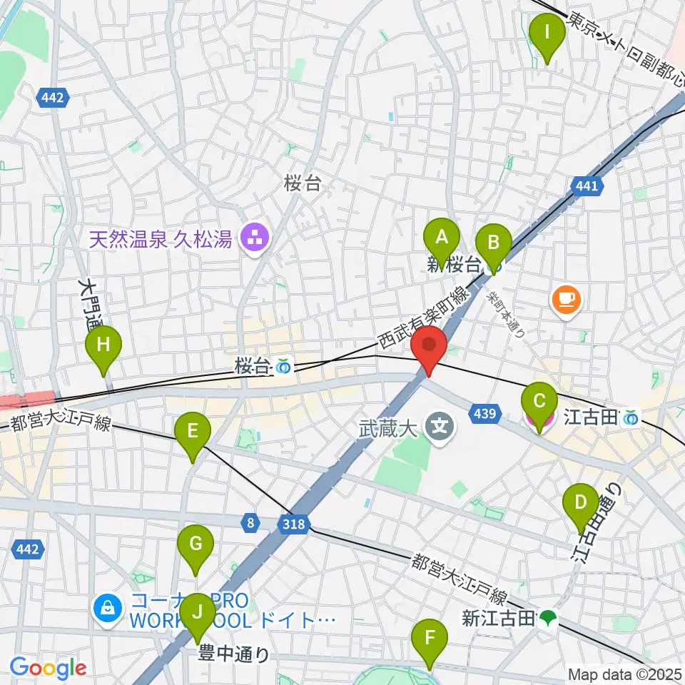 音楽教室ふわり 桜台校周辺のホテル一覧地図