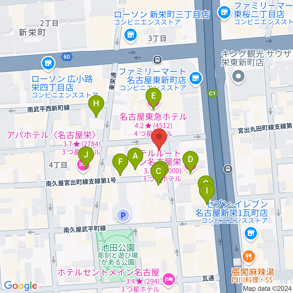 名古屋栄CIRCUS周辺のホテル一覧地図