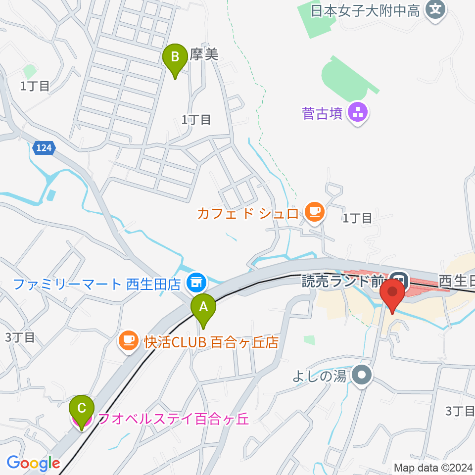 masa2sets 読売ランド店周辺のホテル一覧地図