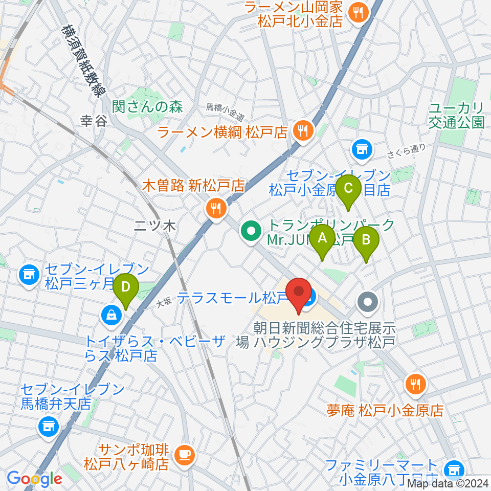 ユナイテッド・シネマ テラスモール松戸周辺のホテル一覧地図