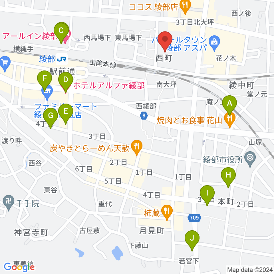 あやべ・日東精工アリーナ周辺のホテル一覧地図