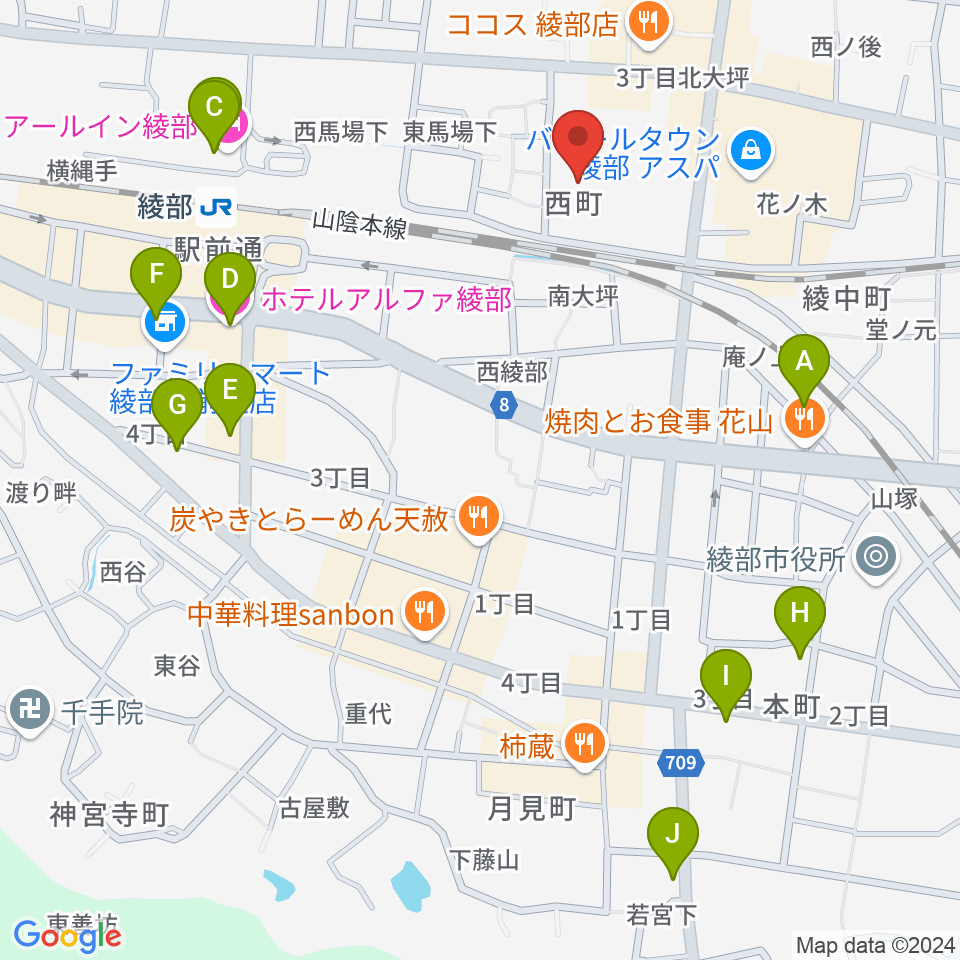 あやべ・日東精工アリーナ周辺のホテル一覧地図