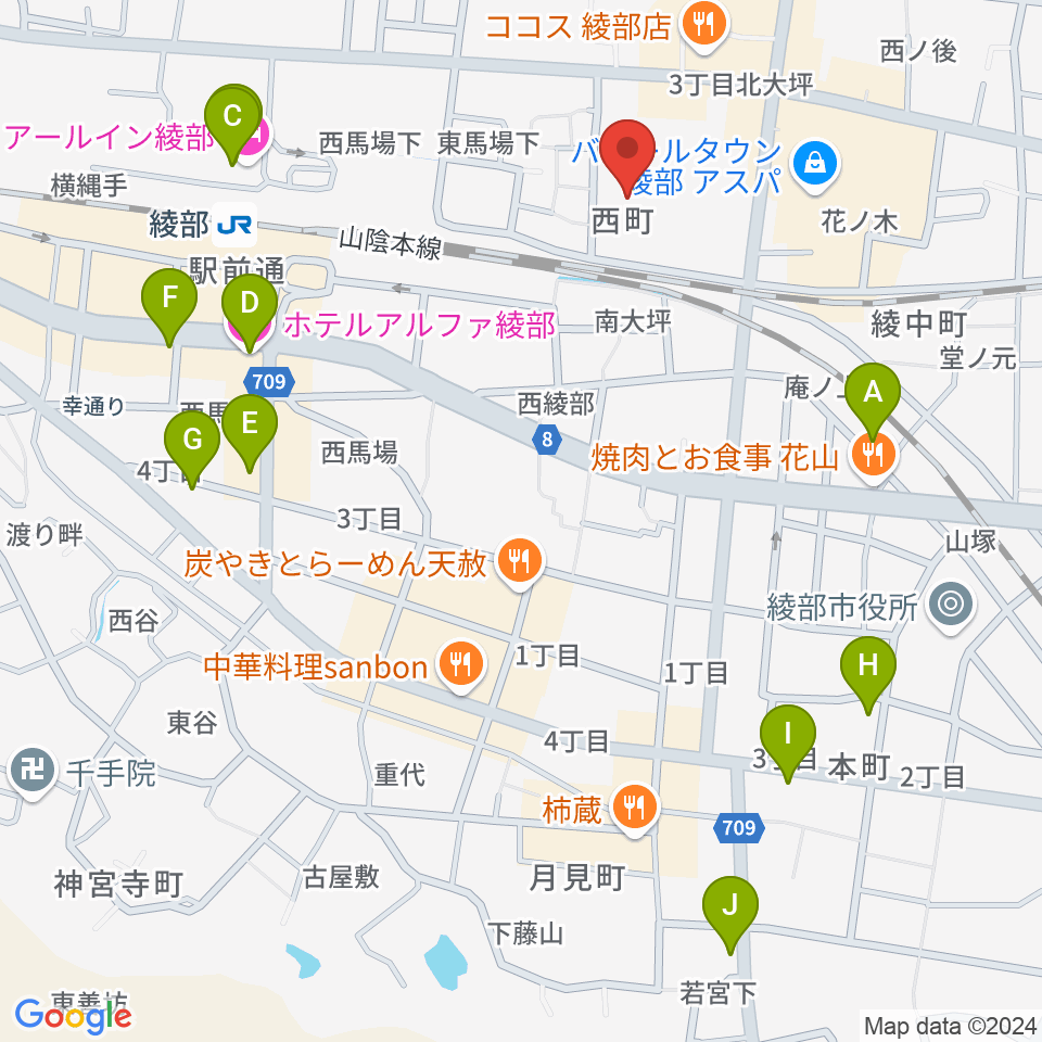 あやべ・日東精工アリーナ周辺のホテル一覧地図