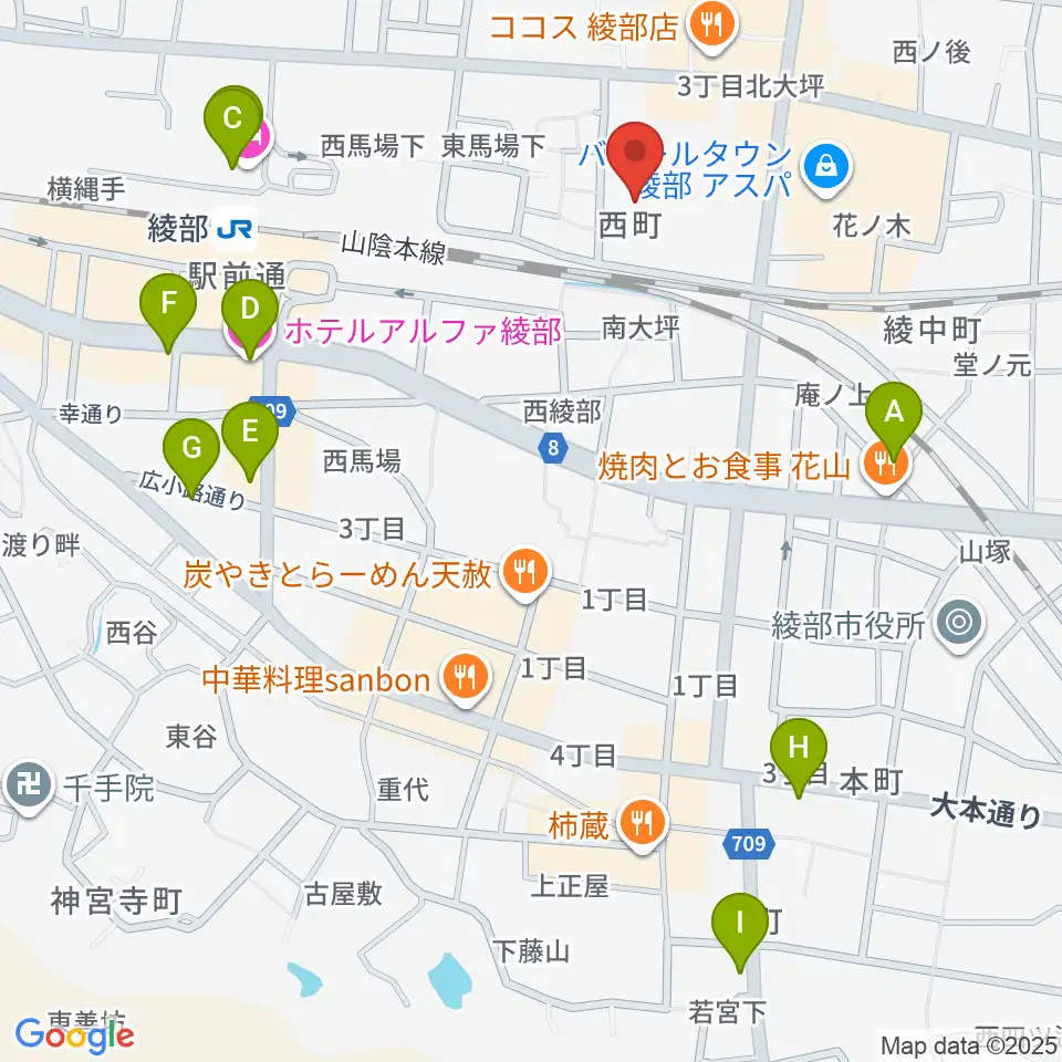 あやべ・日東精工アリーナ周辺のホテル一覧地図
