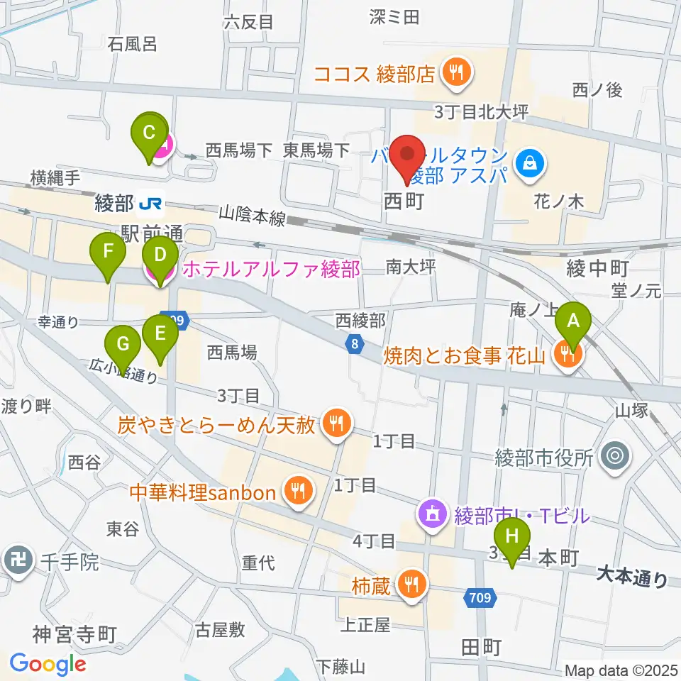 あやべ・日東精工アリーナ周辺のホテル一覧地図
