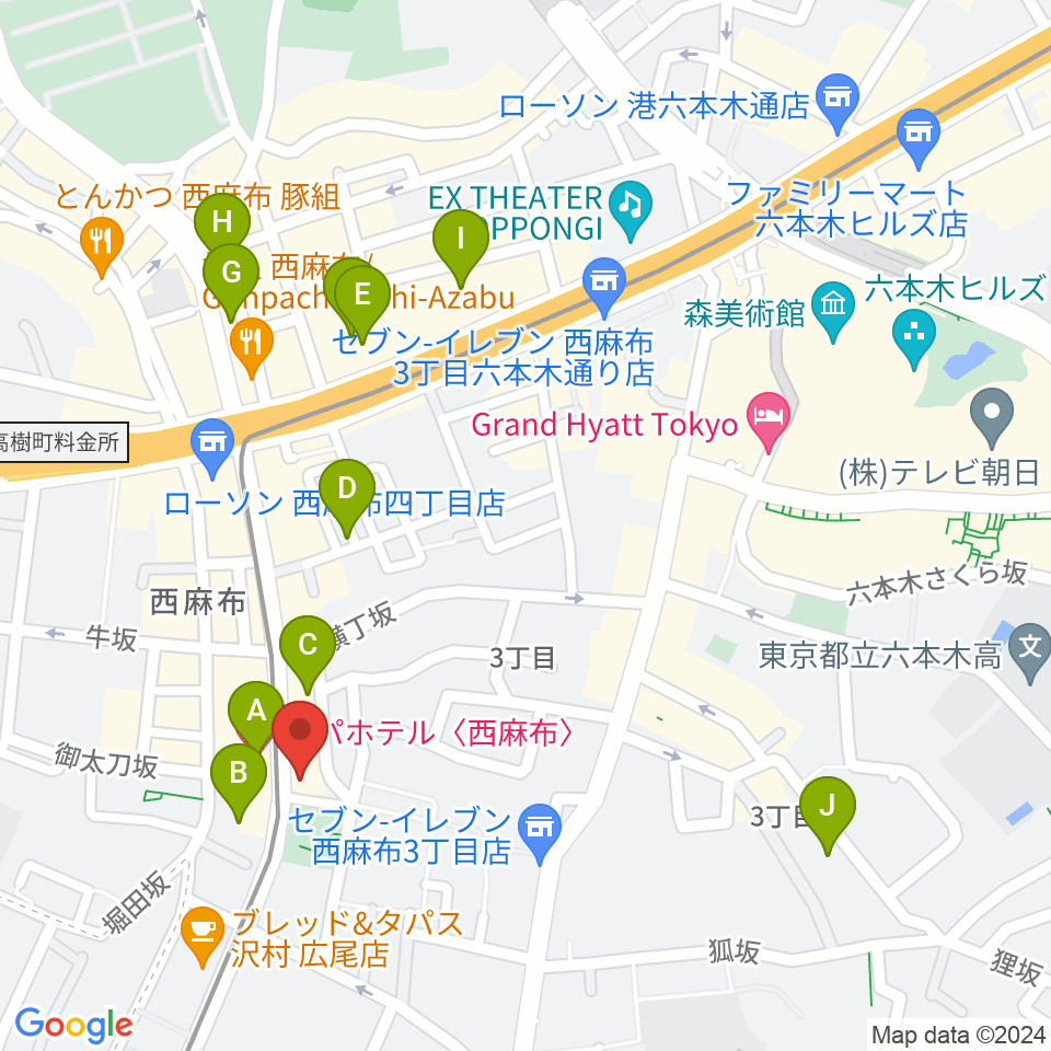 ユニプライベートスタジオ周辺のホテル一覧地図