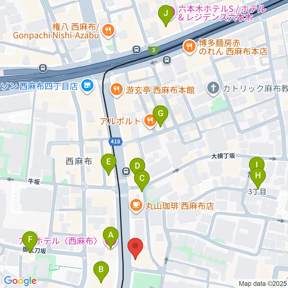 ユニプライベートスタジオ周辺のホテル一覧地図